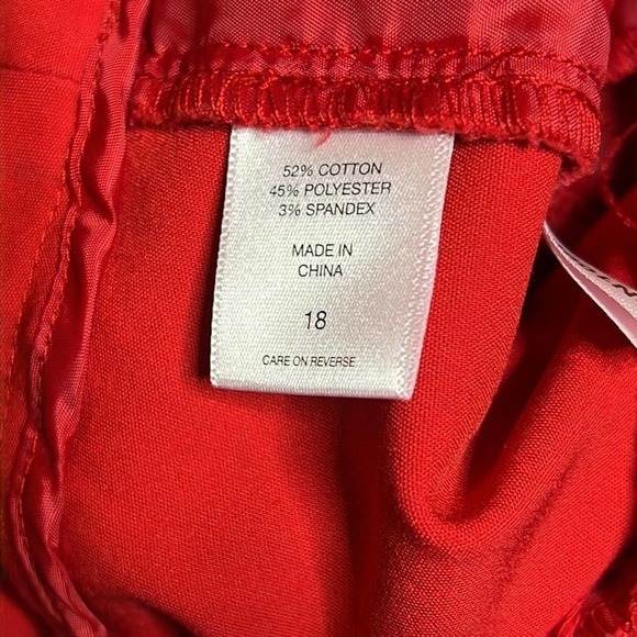 NEW YORK & Company Plus Size Stretch Cotton Ankle Skimming Tapered Leg Pants Red - Picture 7 of 7